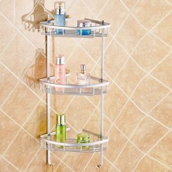 Aluminium Wall Mounted Bathroom Corner Shower Caddies Storage Shelf Rack Holder