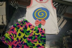 Tank Top White And Multi-colour Shorts Set Size: 2-3 Years