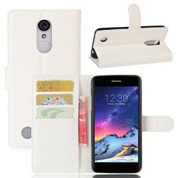 HP95 TM For LG K10 Case Luxury Flip Leather Wallet Case Cover Phone Protecter Skin For LG K10 2017 White
