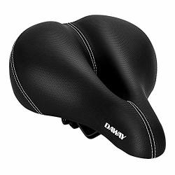 Daway Comfortable Mountain Road Bike Seat - C10 Wide Leather Exercise Bicycle Saddle For Men Women Seniors Kids Fit Cruiser Bikes Spin Class Outdoor