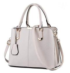 Tianhengyi Womens Candy Colors Faux Leather Top-handle Handbag Shoulder Bag With Removable Long Strap White