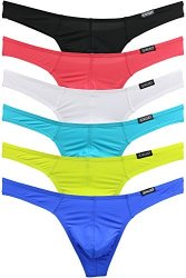 Ikingsky Men's Sexy Comfort G-string Sexy Low Rise Thong Pack Of 6 Large Colors 1