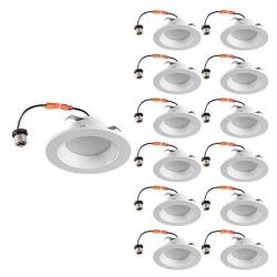 Ostwin 12 Pack 4 Inch Dimmable LED Downlight Recessed Retrofit Baffle Trim Wet Rated Round 3000K Warm 9W 65W Replacement 650 Lm Etl & Ener