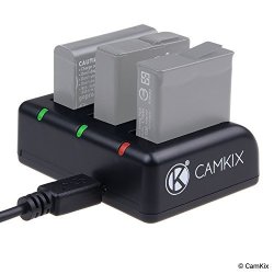 Camkix Triple Pro Charger - Charges Up To Three Gopro Hero 5 Or Hero 4 Batteries AABAT-001 AHDBT-401 - Red green LED