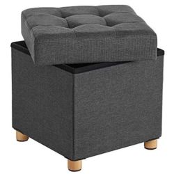 Storage Ottoman Foot Stool Seat With Wood Legs