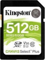 Kingston - SDS2 512GB Canvas Select Plus Sd Card Class 10 Uhs-i 512GB Memory Card