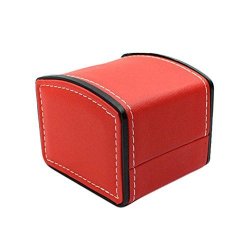 Yodaliy Watch Storage Case 1PCS Single Slot Pu Leather Watch Display Box Pack Box Organizer Gift Jewelry Storage Box With Cushion 10 X 9 X 8CM Red