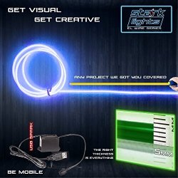 1-PACK 10M 32.8FT Blue Neon LED Light Glow El Wire - 5 Mm Thick - Powered By 12V USB Port - Electroluminescent Wire String Light