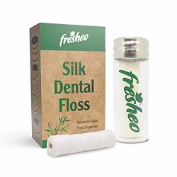 Biodegradable Dental Floss 100FT+100FT Refill Refillable Glass Holder Waxed With Candelilla Wax 100% Compostable & Organic Natural Silk Eco-friendly & Zero Waste Oral Care