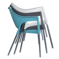 Cafe Chairs Plastic Moulded in White