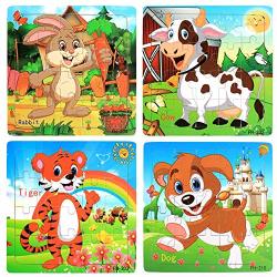 Wooden Jigsaw Puzzles Set For Kids Age 3-5 Year Old 20 Piece Animals Colorful Wooden Puzzles For Toddler Children Learning Educational Puzzles Toys For