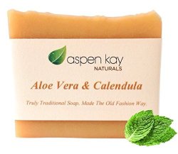 Aloe Vera & Calendula Soap 100% Natural & Organic With Organic Calendula & Turmeric. Use As A Face Soap Body Soap Or