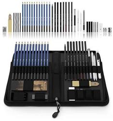 Castle Art Supplies Graphite Drawing Pencils And Sketch Set 40-PIECE Kit Complete Artist Kit Includes Charcoals Pastels And Zippered Carry Case Includes Rare Pop-up Stand
