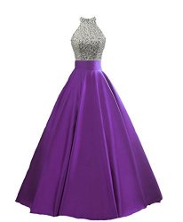 Heimo Women's Sequined Keyhole Back Evening Party Gowns Beaded Formal Prom Dresses Long H123 14 Purple