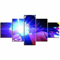 Wsjxy 5 Canvas Paintings Wall Art Framed 5 Piece Goku Kamehameha Jump Force Video Games Poster Canvas Art Wall Paintings For Home Decor
