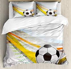 Ambesonne Teen Room Decor Duvet Cover Set King Size Soccer