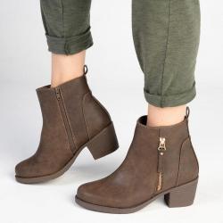 Talia Side Zip Ankle Boot - Chocolate - 9