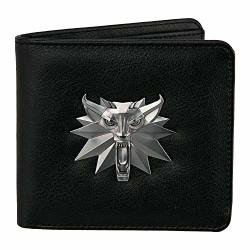 Jinx The Witcher 3 White Wolf Medallion Bi-fold Wallet Black One Size