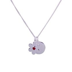 Daisy Disc Necklace With Red Garnet