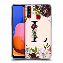 Official Nature Magick Letter L Rose Gold Flowers Monogram 1 Soft Gel Case Compatible For Samsung Galaxy A20S 2019