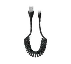 Coiled 24-40CM USB To Type-c Cable - Black