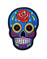 Sunny Rose Sugar Skull Candy Embroidered Sew Iron On Patch By Hello Bangkok 5 Pcs Blue