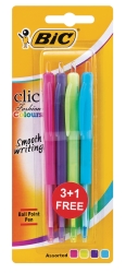 BIC Clic Fashion Retractable Ballpoint Pen assorted blister Of 4