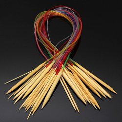 18 Sizes 80cm Carbonized Bamboo Colorful Circular Knitting Needles Hat Sweater Scarf Crochet Hooks