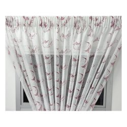 Matoc Readymade Curtain -print Voile -red -taped -500CM W X 218CM H