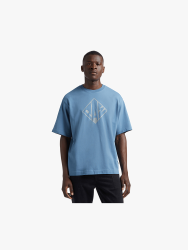 Men&apos S Typography Boxy Blue T-Shirt