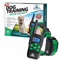 Pet Union PT0Z1 Premium Dog Training Shock Collar Fully Waterproof 1200FT Range Green
