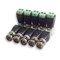 Screw Terminal Coaxial Dc Jack Power CAT5 To Cctv Camera Bnc Male Video Balun Adapter Dcfun 10-PACK RG59 RG6 Video Coaxial Cable
