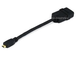 Monoprice 6INCH 34AWG High Speed HDMI Cable With Ethernet - HDMI Micro Connector Male To HDMI Connector Female - Black