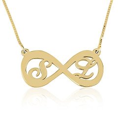 Personalized Custom 24K Gold Plated Two Letters Infinity Necklace Jewelry 16