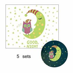 Xyhwzy Glow In The Dark Stars Wall Stickers Pvc Non-toxic 5SETS Owl And Moon Beautiful Starry Sky Wall Decals Perfect For Kids Gift Room