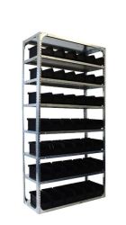 8 Level Bolted Shelving Bay With 42 Black Store Bins Galvanized