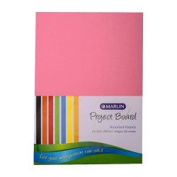 Marlin Project Boards A4 160GSM 100S Pastel Assorted