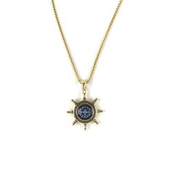 Detuck Tm Rudder Compass Necklace Gold Compass Necklace Jewelry For Women Men Dad Mom Compass Necklace Graduation Gift Birthday Gift Boxes Wrap COLOR-1