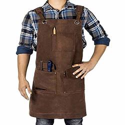 Superhua Armor Gear - Durable Work Aprons For Men Or Women Waxed Canvas Apron With Pockets Cross-back Straps For Adjustable Sizes From S To