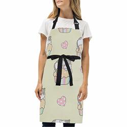 Fvfv Kitty Cat Sleep Cupcake Yellow Apron For Cooking Women Chef With 2 Pockets Adjustable Neck Strap Kitchen Bib Waitress Aprons For Baking Men Kid