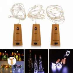 3 X Bottle Cork Shaped String Fairy LED Lights With Batteries Warm White