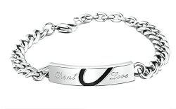 Annroz Mens Couple Bracelets Love Half Heart Bracelet Letter "real Love" Black
