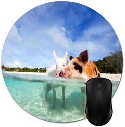 Swimming With Pigs In The Bahamas Mouse Pad Stylish Office Computer Accessory -8" Round
