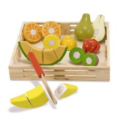 Melissa Wooden Cutting Fruit Crate Food Play Set
