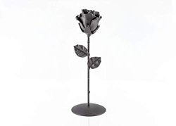 Eternal Rose Of Wrought Iron Black With Base - Hand Forged - Gift For Valentine's Day