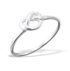 C322-C17202 - 925 Sterling Silver Infinity Heart Knot - Love Friendship Ring - Size 6