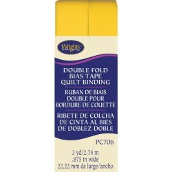 Wrights Double Fold Quilt Binding 7 8 By 3-YARD Yellow