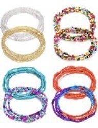 8-PIECE Handmade Beaded Anklet Set Multicolor