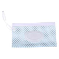 4AKID Reusable Baby Wet Wipes Pouch - Blue Dots