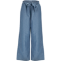 Ladies Blue Paperbag Denim Pants S-xxl
